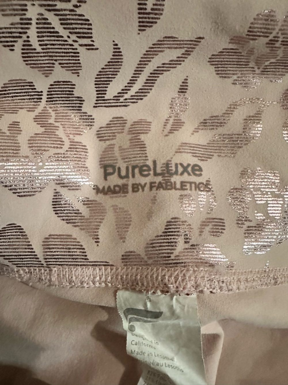 Fabletics Leggings High-Waisted Printed PureLuxe 7/8 Pink Shimmer Floral Size XL - Picture 8 of 10